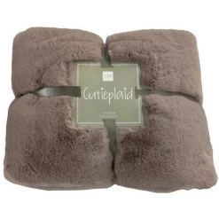 DANSMAMAISON Plaid Cutie Polyester Taupe - L 180 X L 130 X H 4 Cm - Taupe -Plaid et couverture Soldes 46776900 5