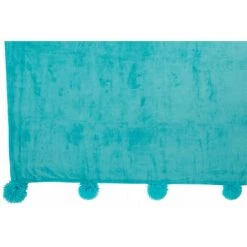 DANSMAMAISON Plaid Pompon Polyester Azur - L 170 X L 130 X H 1 Cm - Bleu -Plaid et couverture Soldes 46776920 3