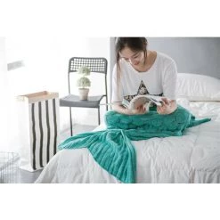 TINOR Couverture Queue Plaid, Couverture Plaid, Idées Cadeaux Personnalisées 190 X 90 Cm (Vert) -Plaid et couverture Soldes 46790179 5