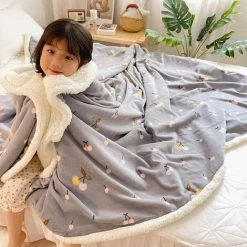 TINOR 100x150cm Plaid Couverture Double Face Hiver Doux Chaud Enfant Gris -Plaid et couverture Soldes 46790777 3