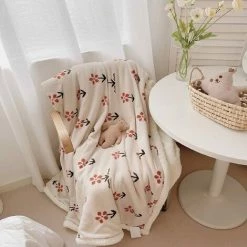 TINOR 100x150cm Plaid Couverture Double Face Hiver Doux Chaud Enfant Floral -Plaid et couverture Soldes 46790797 3