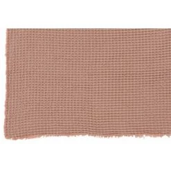 DANSMAMAISON Plaid Gaufre Coton Rose Clair - L 179 X L 50 X H 1 Cm - Rose -Plaid et couverture Soldes 47041128 2