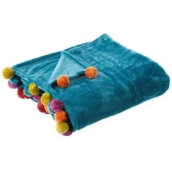 YESDEKO Plaid Polaire Uni Turquoise 130x160cm Manon
