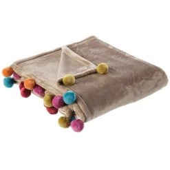 YESDEKO Plaid Polaire Uni Taupe 130x160cm Manon