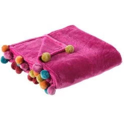 YESDEKO Plaid Polaire Uni Fuchsia 130x160cm Manon