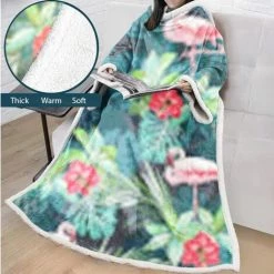 HANBING Couverture Paresseuse Pour Adultes Et Enfants Couverture Rembourrée En Velours De Coton Avec Impression Numérique 3D Avec Manches, A16 -Plaid et couverture Soldes 47163018 2