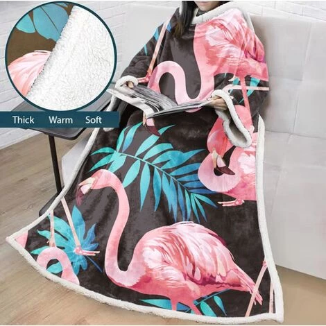 HANBING Couverture Paresseuse Pour Adultes Et Enfants Couverture Rembourrée En Velours De Coton Avec Impression Numérique 3D Avec Manches, A06 4 HANBING Couverture Paresseuse Pour Adultes Et Enfants Couverture Rembourrée En Velours De Coton Avec Impression Numérique 3D Avec Manches, A06 – Image 2