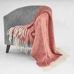 YESDEKO Plaid Polaire Terracotta 130x170cm Chevron