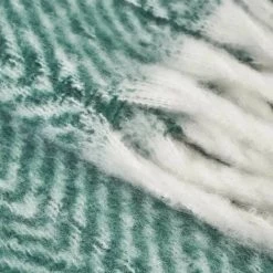 YESDEKO Plaid Polaire Verte 130x170cm Chevron -Plaid et couverture Soldes 47207030 4