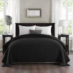 WOLTU 2x Couverture De Lit Rembourré Et Matelassé .Dessus De Lit Doux. Noir. 220x240 Cm -Plaid et couverture Soldes 47249240 2