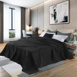 WOLTU 2x Couverture De Lit Rembourré Et Matelassé .Couvre-Lit. Noir. 170x210 Cm -Plaid et couverture Soldes 47249252 3