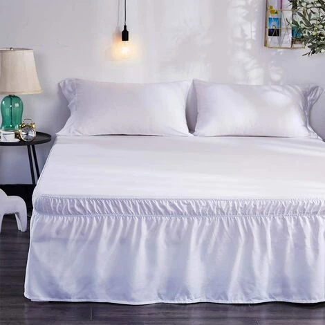 Cache Sommier,Jupe De Lit Simple à Volant Avec élastique Couleur Unie Betterlife, Couleur Blanc, 150 X 200 + 38 Cm 7 Cache Sommier,Jupe De Lit Simple à Volant Avec élastique Couleur Unie Betterlife, Couleur Blanc, 150 X 200 + 38 Cm – Image 5