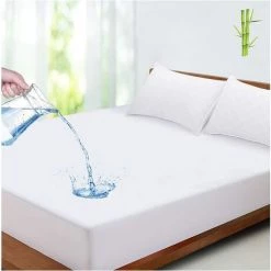Protège Matelas Imperméable 200x200 Cm,Betterlife Fibre De Bambou, Alèse Respirante, Hypoallergénique, Anti-Acarien, Anti-Bactérien, Silencieux, Ultra Doux, Drap Housse, Couvre Matelas 200x200（1 Pcs）
