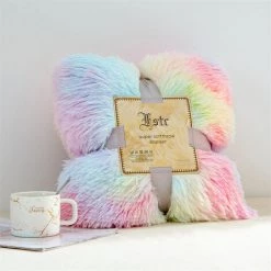 VERSAILLESFR Couverture, Plaid Polaire Arc-en-Ciel Super Douce Et Chaude, Plaid Fourrure Double Face En PV Et Flanelle, Plaid Canape Pour Canapé, Couvre Lit, 130x160cm -Versailles -Plaid et couverture Soldes 47881643 3