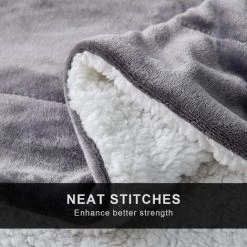 VERSAILLESFR Plaid Couverture Polaire Sherpa Gris Foncé 150×200cm, Couverture Polaire Haute Qualité En Microfibre Adaptée Aux Canapés Et Aux Lits - Chaud, Épais, Durable, Facile à Entretenir -Versailles -Plaid et couverture Soldes 47881659 5