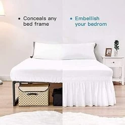 VERSAILLESFR Cache Sommier Jupe De Lit À Volants 60*80inch Volants De 15 Inch Tombant Sur Le Sommier - Dessus De-lit Couvre-lit Protège Sommier Textile Qualité Supérieure Premium -Versailles -Plaid et couverture Soldes 47881666 5