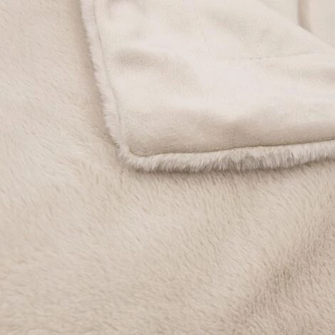 RIDEAUDISCOUNT Plaid Fouta Jeté De Lit 120 X 150 Cm Polaire Aspect Fourrure Toucher Doux Uni Beige - Ecru 4 RIDEAUDISCOUNT Plaid Fouta Jeté De Lit 120 X 150 Cm Polaire Aspect Fourrure Toucher Doux Uni Beige - Ecru – Image 2