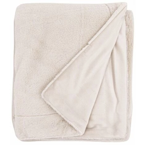 RIDEAUDISCOUNT Plaid Fouta Jeté De Lit 120 X 150 Cm Polaire Aspect Fourrure Toucher Doux Uni Beige - Ecru 5 RIDEAUDISCOUNT Plaid Fouta Jeté De Lit 120 X 150 Cm Polaire Aspect Fourrure Toucher Doux Uni Beige - Ecru – Image 3