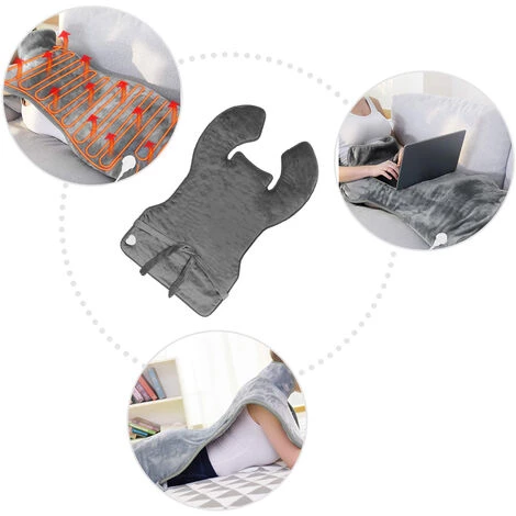 HAPPYSHOPPING Couverture électrique 94*56 Lavable En Machine, Chauffante, Châle, Cou, épaule Prise Européenne 230V ,gris Argent - Gris Argent 7 HAPPYSHOPPING Couverture électrique 94*56 Lavable En Machine, Chauffante, Châle, Cou, épaule Prise Européenne 230V ,gris Argent - Gris Argent – Image 5