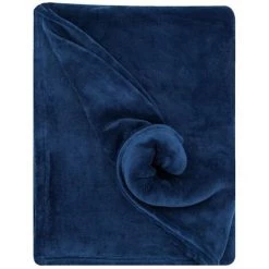 RIDEAUDISCOUNT Plaid Polaire 150 X 200 Cm Grande Taille Tout Doux Bleu Foncé - Bleu -Plaid et couverture Soldes 48216097 3