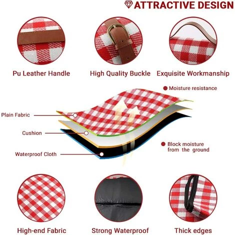 TINOR Couverture De Pique-Niques, Tapis De Pique-Nique,150X200CM Couverture Picnique, Couverture De Plage Anti Sable, Grande Pliable Portable Tapis De Plage Imperméable, Pour Jardin Camping Plage 5 TINOR Couverture De Pique-Niques, Tapis De Pique-Nique,150X200CM Couverture Picnique, Couverture De Plage Anti Sable, Grande Pliable Portable Tapis De Plage Imperméable, Pour Jardin Camping Plage – Image 3