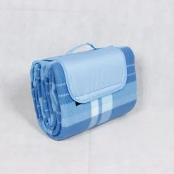 ELLE Couverture De Pique-nique, Tapis De Plage, Imperméable, Pliable, Couverture De Pique-nique Avec Support Imperméable, Avec Poignée, Pour Camping, Parc, Cour, Jardin, Bleu 200 X 200 Cm -Plaid et couverture Soldes 48334932 2