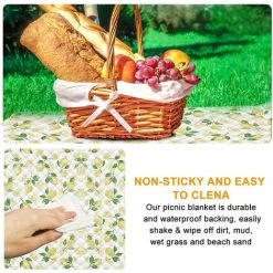 ELLE Couverture Picnic 200x200 Tapis Picnic Imperméable Couverture Pique Nique Natte De Plage Pliable Tapis Camping Grand Portable Nappe Pique Nique Pour Camping Voyage Plage Jardin Randonnée Extérieur -Plaid et couverture Soldes 48334996 3
