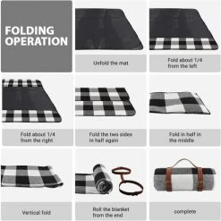 ELLE Couverture De Pique-Niques, Tapis De Pique-Nique,150X200CM Couverture Picnique, Couverture De Plage Anti Sable, Grande Pliable Portable Tapis De Plage Imperméable, Pour Jardin Camping Plage -Plaid et couverture Soldes 48335050 3