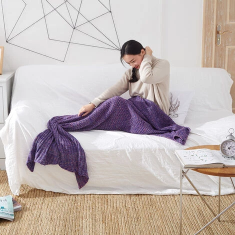 ILOVEMILAN Couverture En Coton Couvre-lit Couverture Câline Couvre-lit Couverture En Laine Couverture De Salon Couverture De Canapé Couverture De Couchage Couverture De Sirène Couverture Câline (Violet Foncé) 4 ILOVEMILAN Couverture En Coton Couvre-lit Couverture Câline Couvre-lit Couverture En Laine Couverture De Salon Couverture De Canapé Couverture De Couchage Couverture De Sirène Couverture Câline (Violet Foncé) – Image 2
