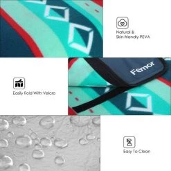 PEDY 200 X 200 Cm Couverture Tapis De Pique-Nique, Imperméable Pliable Couverture Composée De Trois Couches Et Avec Poignée, Viscose, Pour Camping Jardin (Rayures Vertes) -Plaid et couverture Soldes 48460974 4