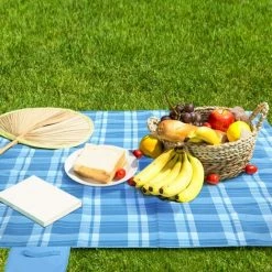 PEDY 200 X 200 Cm Couverture Tapis De Pique-Nique, Imperméable Pliable Couverture Composée De Trois Couches Et Avec Poignée, Velcro, Pour Camping Jardin (Bleu) 11 PEDY 200 X 200 Cm Couverture Tapis De Pique-Nique, Imperméable Pliable Couverture Composée De Trois Couches Et Avec Poignée, Velcro, Pour Camping Jardin (Bleu) -Plaid et couverture Soldes 48460985 5