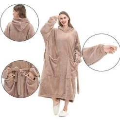 Couverture TV En Microfibre Avec Manches Et Poches Polaire Douce Avec Poche Pour Les Pieds Macaron -Plaid et couverture Soldes 48635327 3