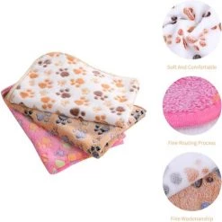 Doux Chaud Animal Molleton Couverture Lit Mat Couverture Coussin Chien Chiot Animal Rouge 76x52cm 3 Pièces Pink+Beige+Coffee Fontainebleau -Plaid et couverture Soldes 48635811 4