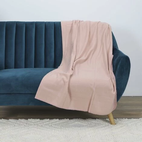 THE HOME DECO FACTORY Plaid Polaire Uni Rose 125 X 150 Cm Rose - Rose Poudré 4 THE HOME DECO FACTORY Plaid Polaire Uni Rose 125 X 150 Cm Rose - Rose Poudré – Image 2
