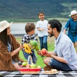 Fei Yu Picnic Blanket, 200 X 200 Cm Beach Blanket, Waterproof Quick Drying Picnic Mat For The Beach, Outdoor, Camping, Picnic And Hiking (79 X 79 Inches, Black Grey) -Plaid et couverture Soldes 49136607 3