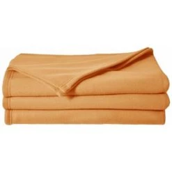 POYET MOTTE Couverture Polaire 210 X 230 Cm Miel - Orange
