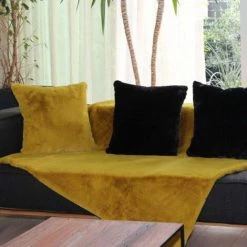 Sud étoffe - Plaid Douceur 130x170 Antic Moss Sud Etoffe - Jaune -Plaid et couverture Soldes 49512233 2