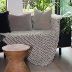 SUD ETOFFE Sud étoffe - Plaid Keya 130x170cm Ivoire - Blanc -Plaid et couverture Soldes 49512264 2