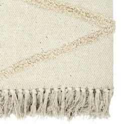 THE HOME DECO FACTORY Plaid Ethnique Relief Losange écru 120x150 Cm Coton - Blanc -Plaid et couverture Soldes 49764768 3