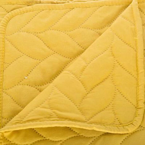 Dessus De Lit En Polyester Coloris Ocre + 2 Taies - Dim : L. 240 X L. 260 Cm -PEGANE- 4 Dessus De Lit En Polyester Coloris Ocre + 2 Taies - Dim : L. 240 X L. 260 Cm -PEGANE- – Image 2