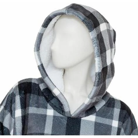 ATMOSPHERA, CRATEUR D'INTRIEUR Plaid Sweat Manche "Carro" 80x115cm Gris Ardoise 4 ATMOSPHERA, CRATEUR D'INTRIEUR Plaid Sweat Manche "Carro" 80x115cm Gris Ardoise – Image 2