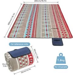 FURCHEN Couverture De Pique-Nique, Couverture Tapis Pliable, Imperméable Et Portable, Tapis De Plage Pour Camping, Voyage, Plage, Jardin, à 6 à 10 Personnes, 300 X 200 Cm Modèle 2 -Plaid et couverture Soldes 50256346 2