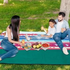 FURCHEN Couverture De Pique-Nique, Pliable Et Imperméable, Couverture Tapis Portable, Pour Camping, Voyage, Plage, Jardin, Grand Tapis De Plage, à 4 à 8 Personnes, 200 X 200 Cm, Jaune Et Vert -Plaid et couverture Soldes 50256436 3
