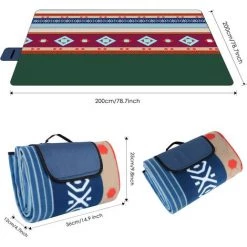 FURCHEN Couverture De Pique-Nique, Pliable Et Imperméable, Couverture Tapis Portable, Pour Camping, Voyage, Plage, Jardin, Grand Tapis De Plage, à 4 à 8 Personnes, 200 X 200 Cm, Jaune Et Vert -Plaid et couverture Soldes 50256436 4