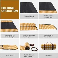 BEARSU Couverture De Pique-Niques, Tapis De Pique-Nique,150X200CM Couverture Picnique, Couverture De Plage Anti Sable, Grande Pliable Portable Tapis De Plage Imperméable, Pour Jardin Camping Plage -Plaid et couverture Soldes 50323378 4
