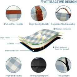 BEARSU Couverture De Pique-Niques, Tapis De Pique-Nique,150X200CM Couverture Picnique, Couverture De Plage Anti Sable, Grande Pliable Portable Tapis De Plage Imperméable, Pour Jardin Camping Plage -Plaid et couverture Soldes 50323379 4