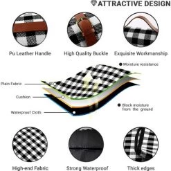 BEARSU Couverture De Pique-Niques, Tapis De Pique-Nique,150X200CM Couverture Picnique, Couverture De Plage Anti Sable, Grande Pliable Portable Tapis De Plage Imperméable, Pour Jardin Camping Plage -Plaid et couverture Soldes 50323381 4