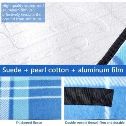 BEARSU Beach Blanket, Couverture Tapis De Pique-Nique, 200×200cm Grand Tapis De Plage, Imperméable Pliable Couverture Composée De Trois Couches Et Avec Poignée,pour Camping,Voyage,Plage,Jardin Nappe -Plaid et couverture Soldes 50323385 3