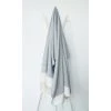 OCEAN VIBES Fouta 100 Cm X 200 Cm Petits Losanges - 100% Coton - Finition Franges - GRIS ARGENT/BLANC -Plaid et couverture Soldes 50718315 1