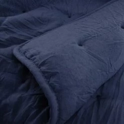 LOLA HOME Housse De Couette Brodée De Pois En Microfibre Bleue Pour Lit De 135 Cm -Plaid et couverture Soldes 50736203 4